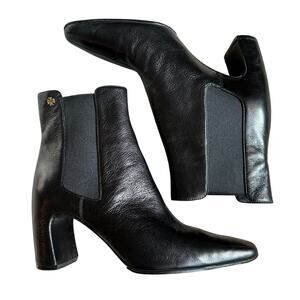 TORY BURCH Black Leather Banana Chelsea Boots Women's Size 10M Classic Preppy